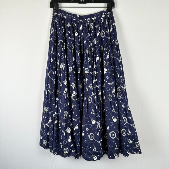 Vintage Broom Skirts Women's Tiered Western Print Long Maxi Skirt Boho Country - Picture 1 of 6